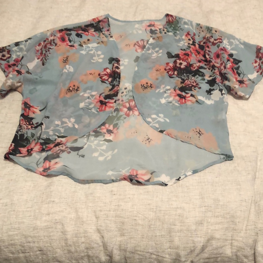 Turquoise flowered kimono